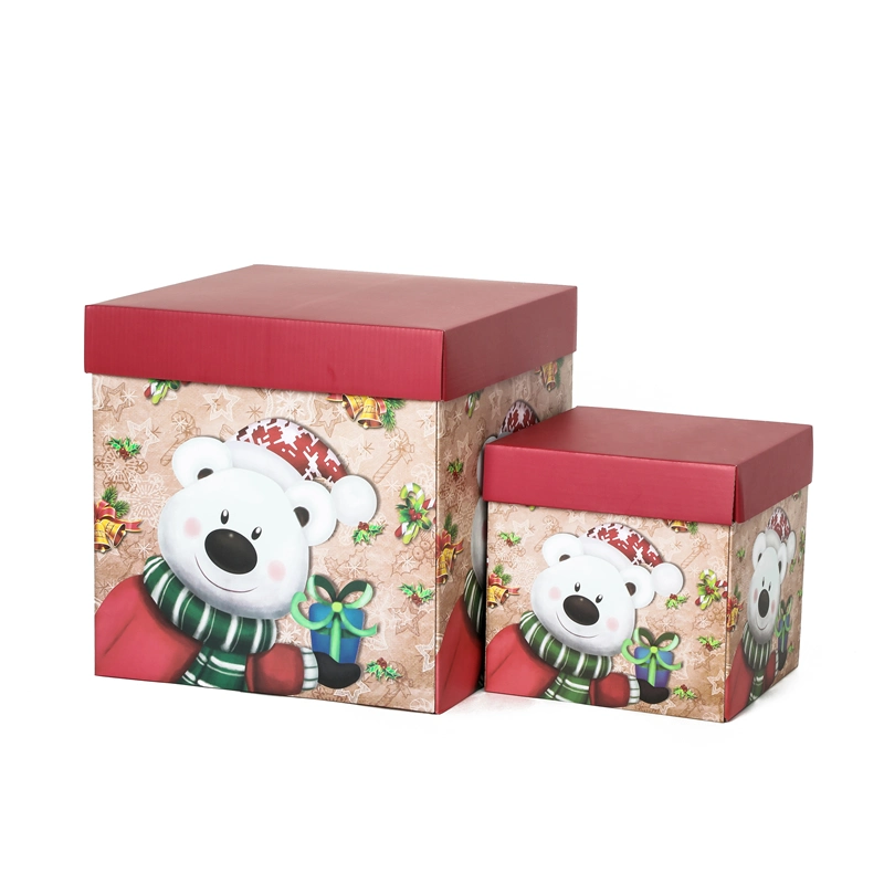 Custom Santa Corrugated Lid and Base Cardboard Gift Box Paper Packaging Box for Christmas Gift