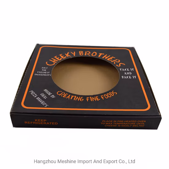 Kundenspezifisches Logo, billiger Papier-Krepp-Pizza-Lebensmittelverpackungskarton aus Wellpappe