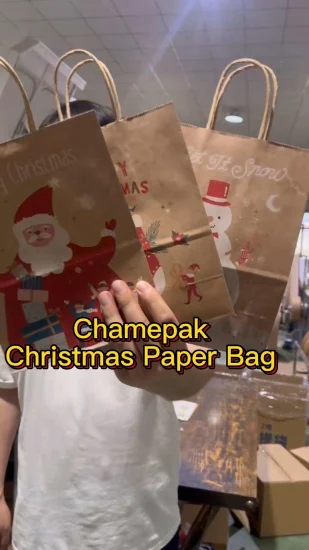 Maßgeschneiderte schöne und langlebige Weihnachtsgeschenk-Papiertüte zum Einkaufen und Verpacken
