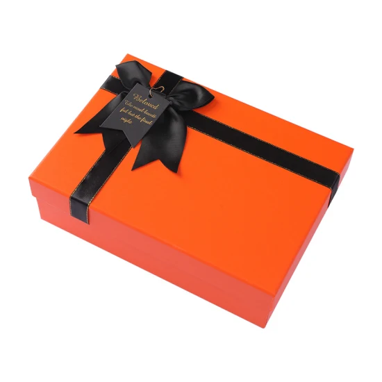 Hochwertige Geschenkbox aus starrem Papier mit individuellem Logo zum Verpacken von Kosmetika/Parfüm/Schuhen, Kartondeckel und Basis-Blumenbox mit Schleifenknoten